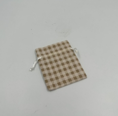 שקית כותנה + שרוכים משבצות בז' 9/12 ס