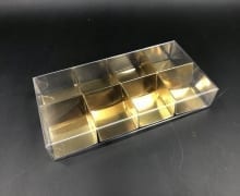 קופסת PVC + בסיס זהב ל-8 מקרונים 164/82/26